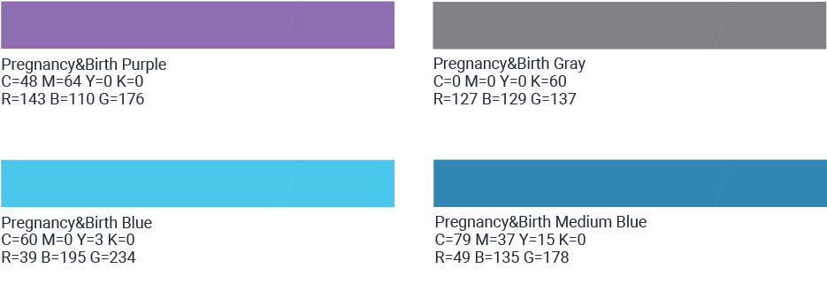 Colors explaining the brand of the Pregnancy and Birth Colors