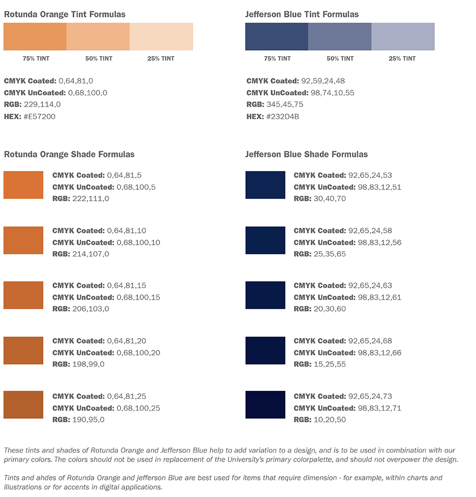 UVA Health Brand tint color guidelines 