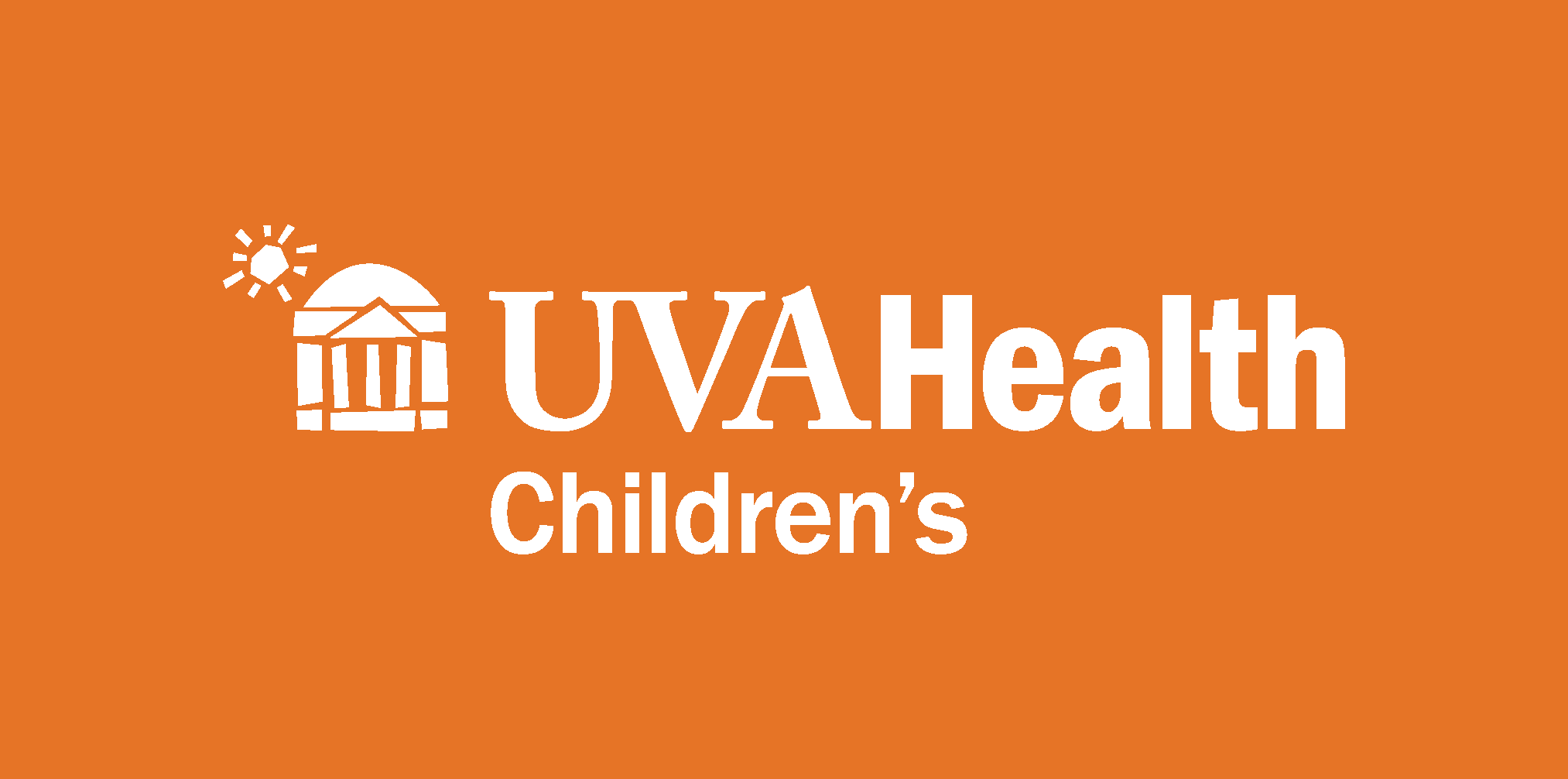 White UVA Children's logo on orange background